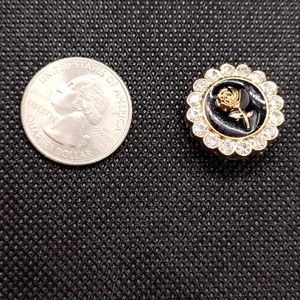 🍒(3/$6 Black Gold Rhinestone Crystal Rose Jewelry Shoe Charm for Crocs